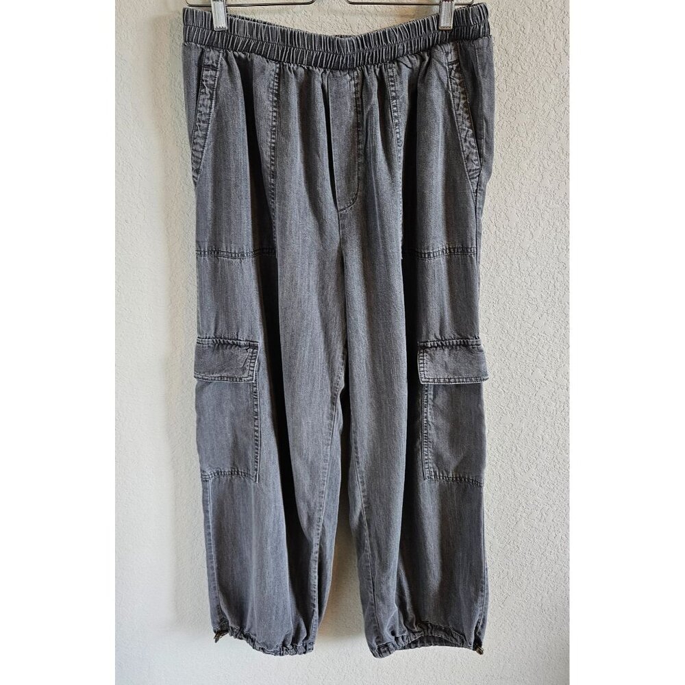 Jane + Delancey Woman Size L Cargo Jogger Relaxed Grunge Beach Light Weight Grey